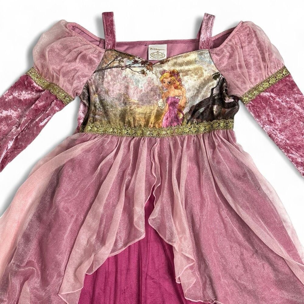 Disney Enchanted Rapunzel Princess Dress Costume Girls L 10/12 Crush Velvet Rare - Picture 3 of 12